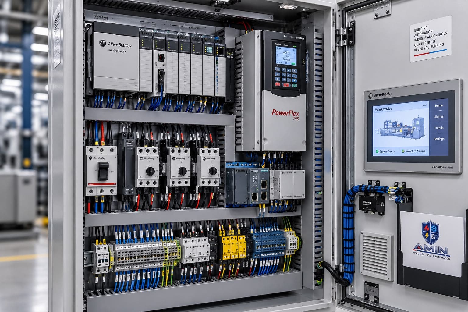 Electrician working on the breakers of a distribution board